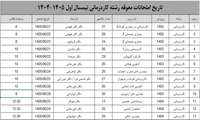 برنامه امتحانات معوقع نیمسال اول 1405-1404